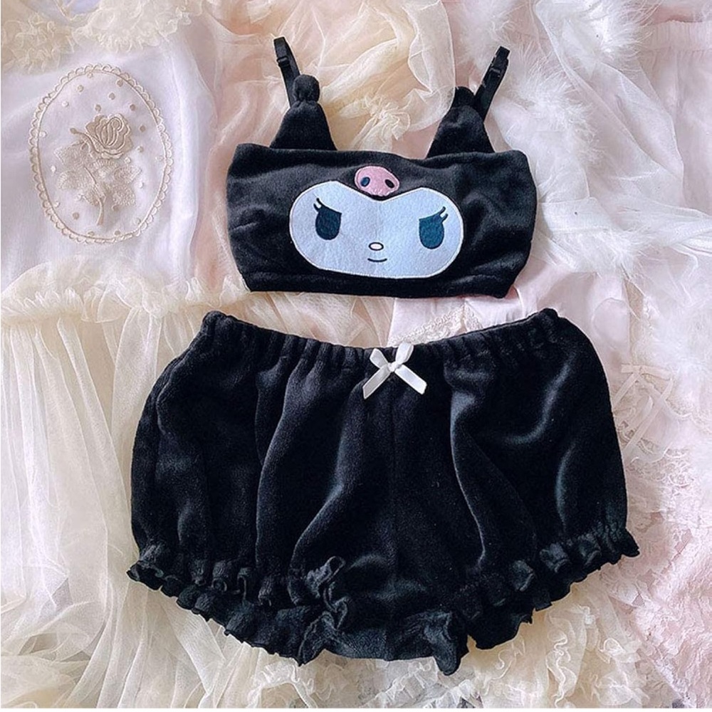 Sanrio Black Kuromi Velvet Set